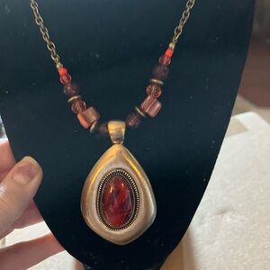 💜3 for $15 Croft & Barrow Red & Gold Statement Necklace
With matching earrings